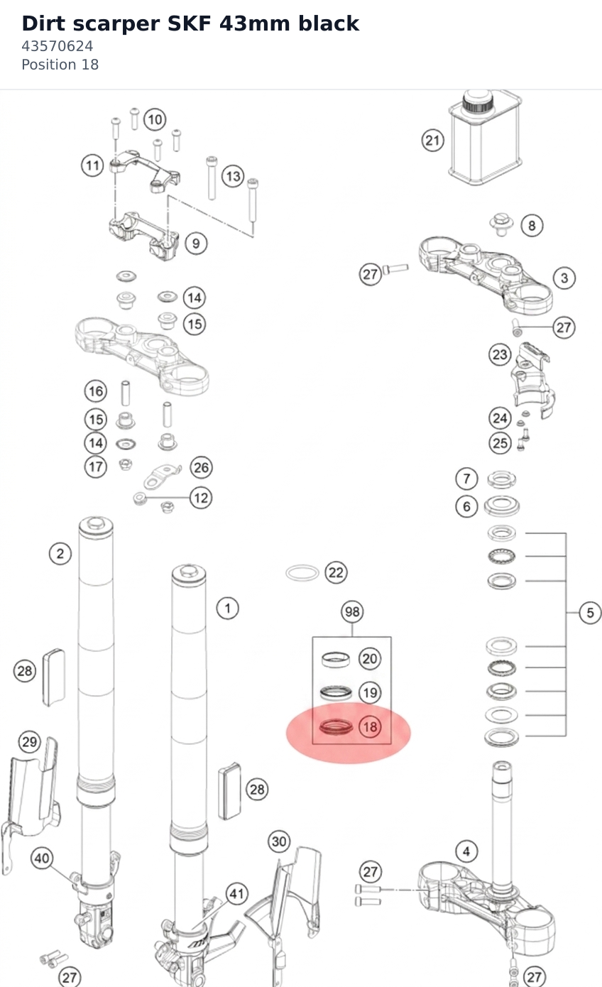 Diagram preview: Dirt scarper SKF 43mm black (43570624)