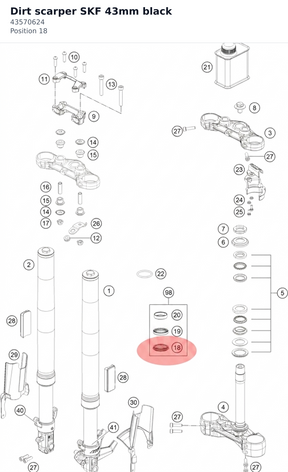 Diagram preview: Dirt scarper SKF 43mm black (43570624)