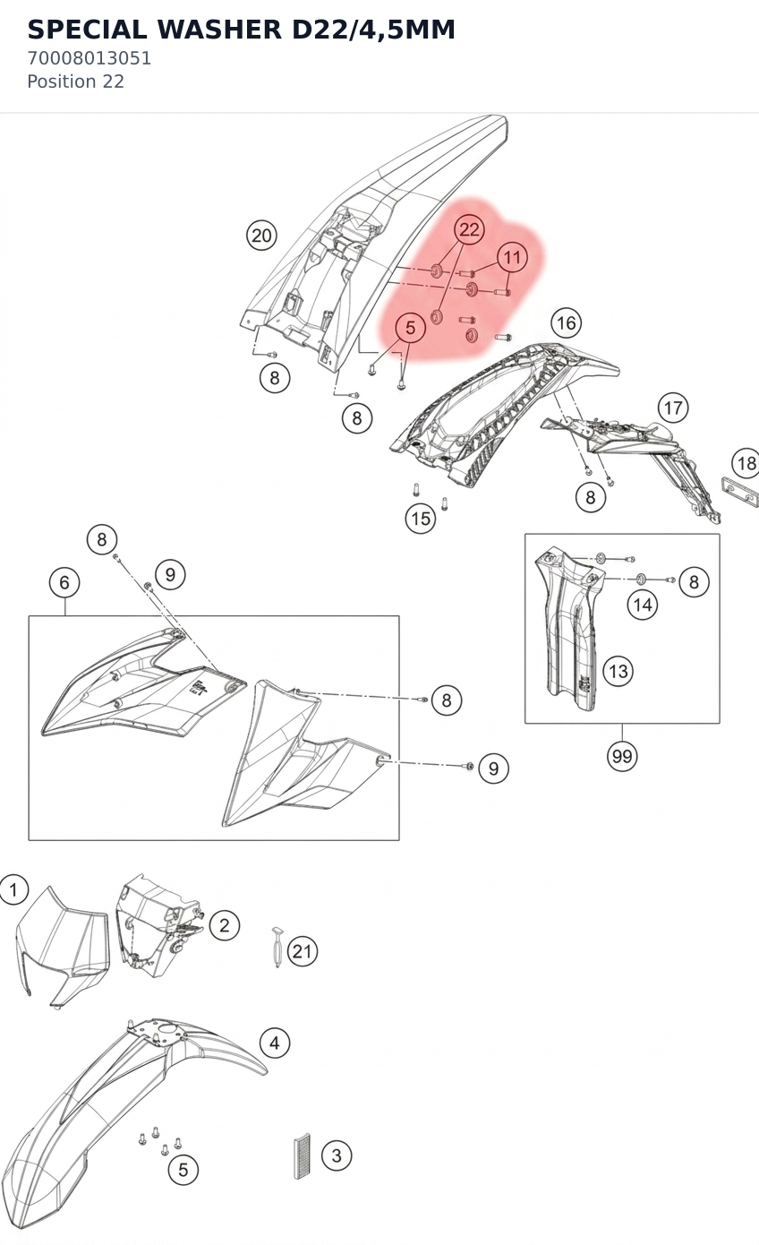Diagram preview: SPECIAL WASHER D22/4,5MM (70008013051)