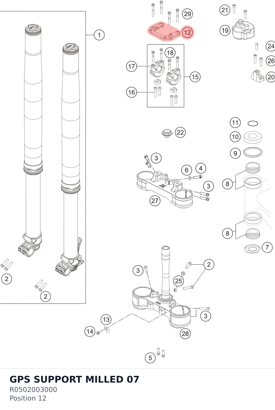 Diagram preview: GPS SUPPORT MILLED          07 (R0502003000)
