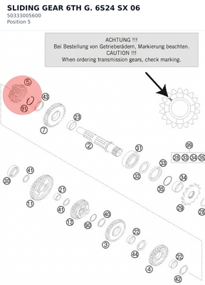 Diagram preview: SLIDING GEAR 6TH G. 6S24 SX 06 (50333005600)