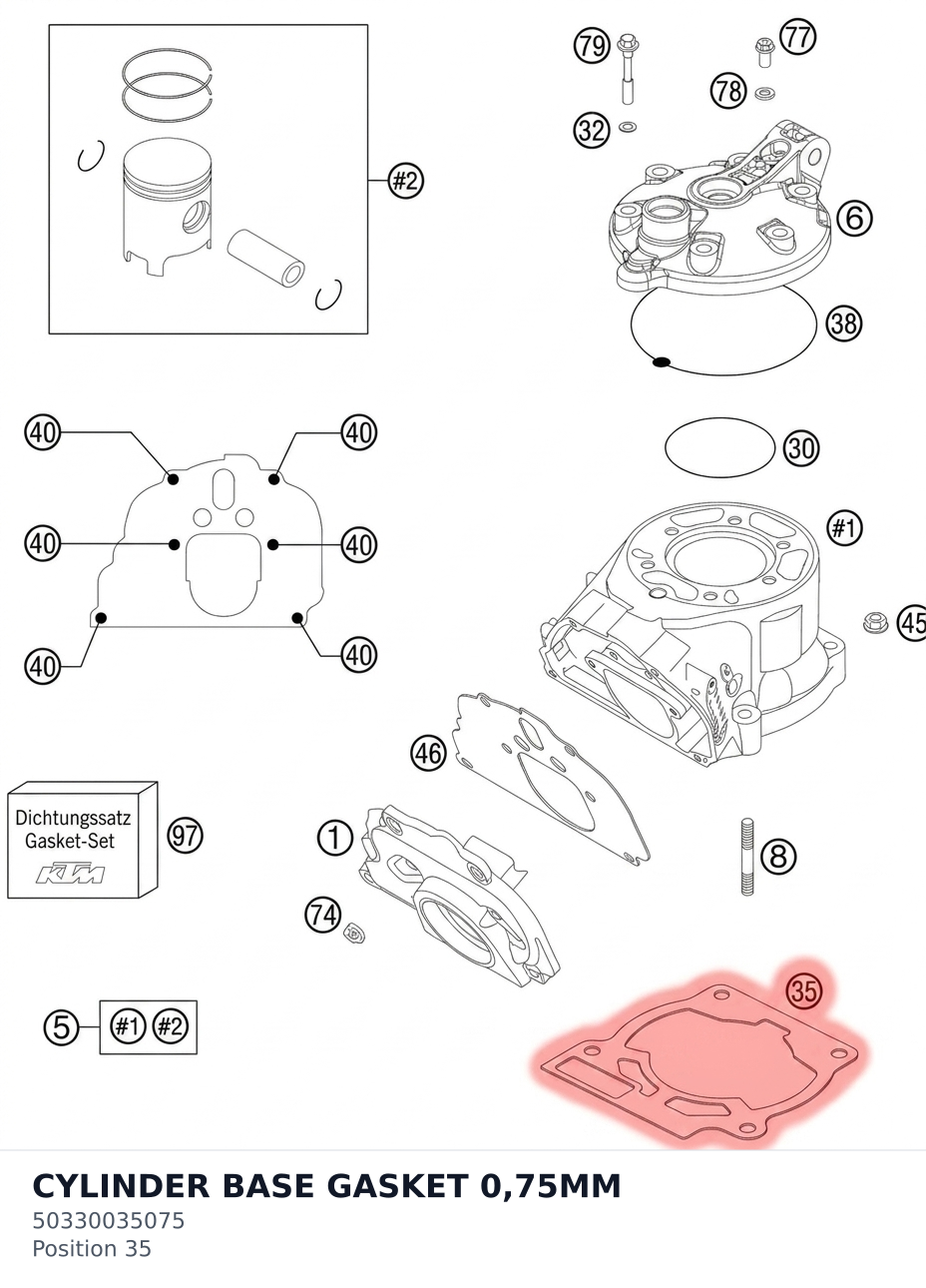 Diagram preview: CYLINDER BASE GASKET 0,75MM (50330035075)