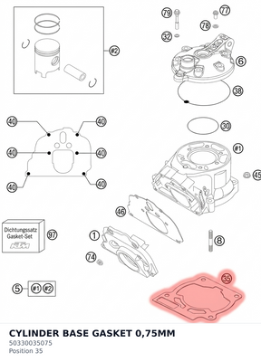 Diagram preview: CYLINDER BASE GASKET 0,75MM (50330035075)