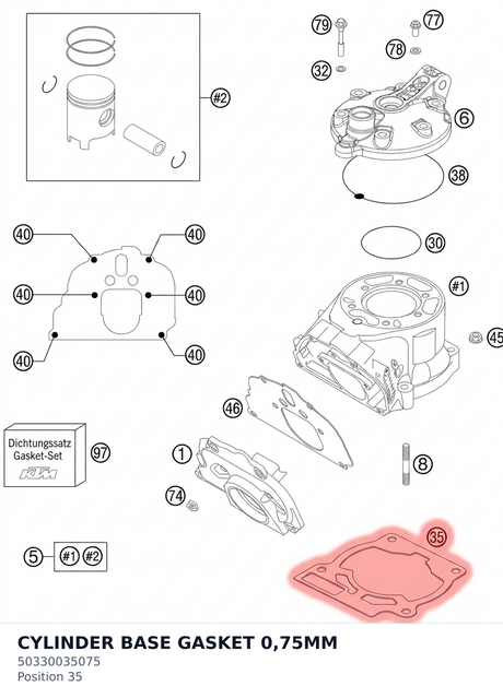 Diagram preview: CYLINDER BASE GASKET 0,75MM (50330035075)