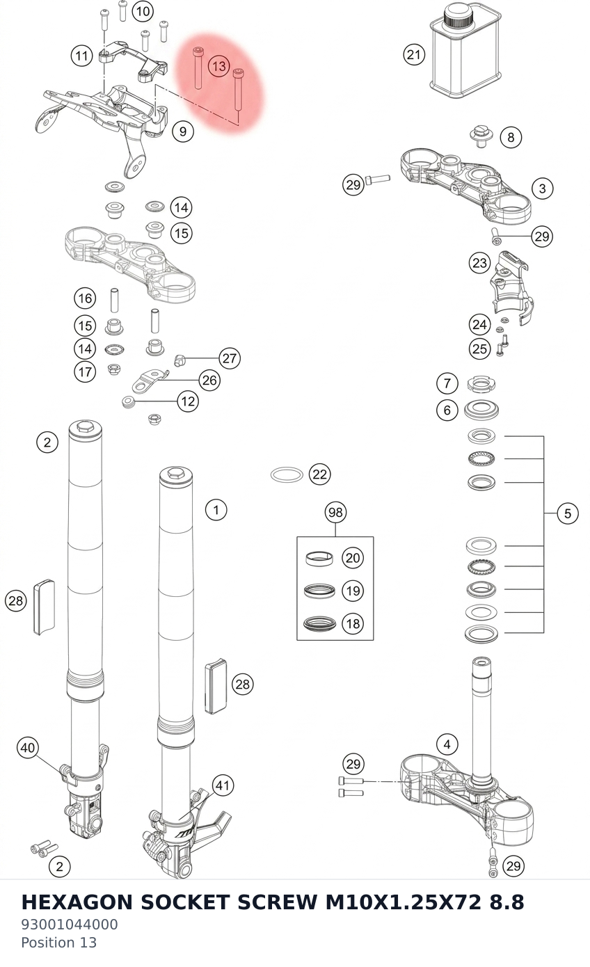 Diagram preview: HEXAGON SOCKET SCREW M10X1.25X72 8.8 (93001044000)