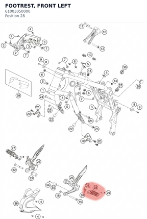 Diagram preview: FOOTREST, FRONT LEFT (61003050000)