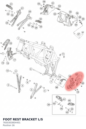 Diagram preview: FOOT REST BRACKET L/S (7650303804401)