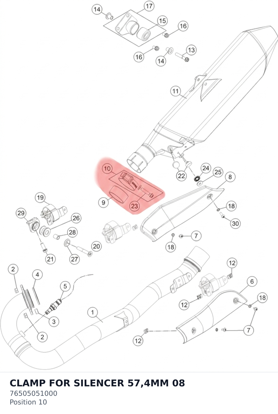 Diagram preview: CLAMP FOR SILENCER 57,4MM   08 (76505051000)