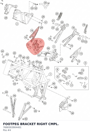Diagram preview: FOOTPEG BRACKET RIGHT CMPL. (7690303904401)
