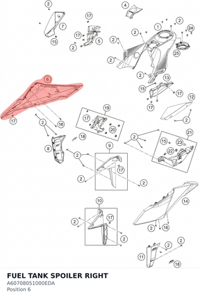 Diagram preview: FUEL TANK SPOILER RIGHT (A60708051000EDA)