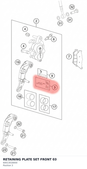 Diagram preview: RETAINING PLATE SET FRONT 03 (60013018000)