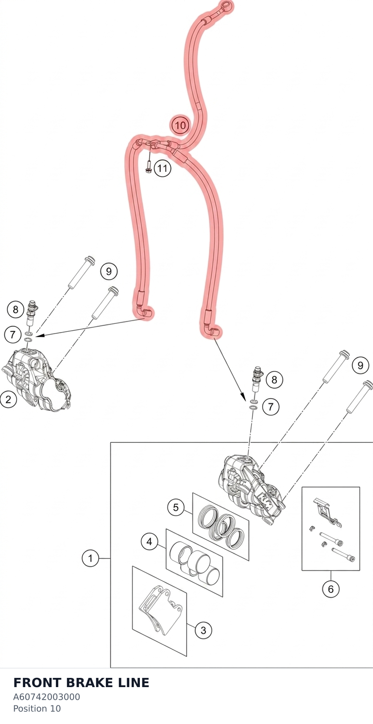 Diagram preview: FRONT BRAKE LINE (A60742003000)