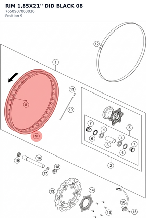 Diagram preview: RIM 1,85X21'' DID BLACK      08 (7650907000030)