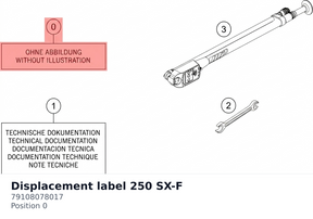 Diagram preview: Displacement label 250 SX-F (79108078017)