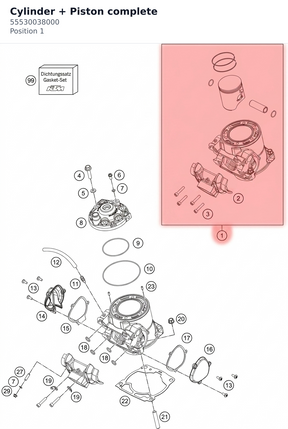 Diagram preview: Cylinder + Piston complete (55530038000)