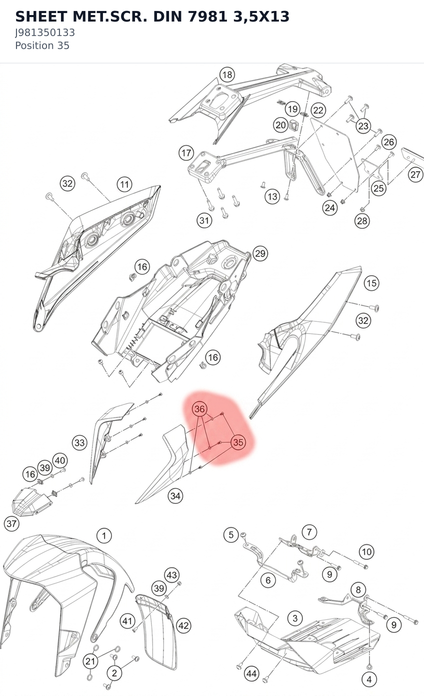 Diagram preview: SHEET MET.SCR. DIN 7981 3,5X13 (J981350133)
