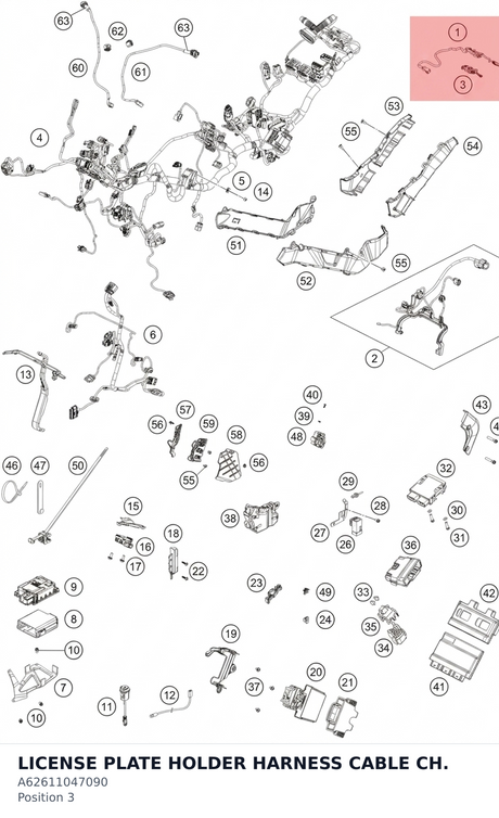 Diagram preview: LICENSE PLATE HOLDER HARNESS CABLE CH. (A62611047090)