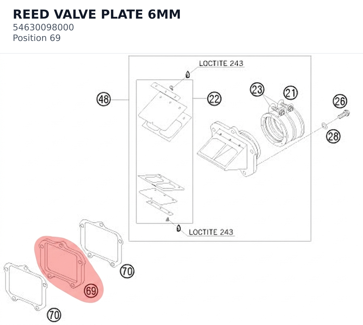 Diagram preview: REED VALVE PLATE 6MM (54630098000)