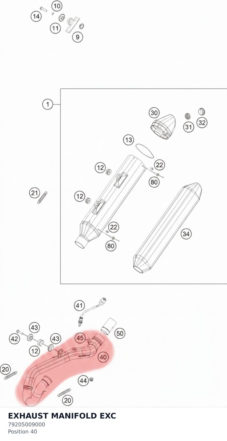 Diagram preview: EXHAUST MANIFOLD EXC (79205009000)