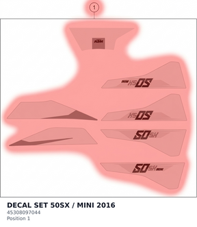 Diagram preview: DECAL SET 50SX / MINI 2016 (45308097044)