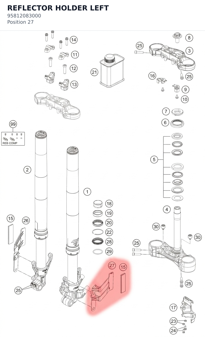 Diagram preview: REFLECTOR HOLDER LEFT (95812083000)