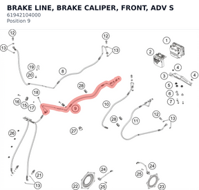 Diagram preview: BRAKE LINE, BRAKE CALIPER, FRONT, ADV S (61942104000)