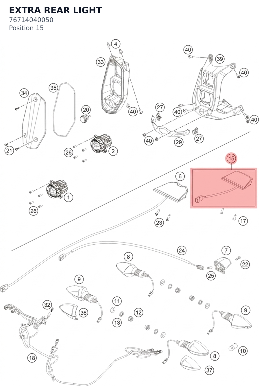 Diagram preview: EXTRA REAR LIGHT (76714040050)