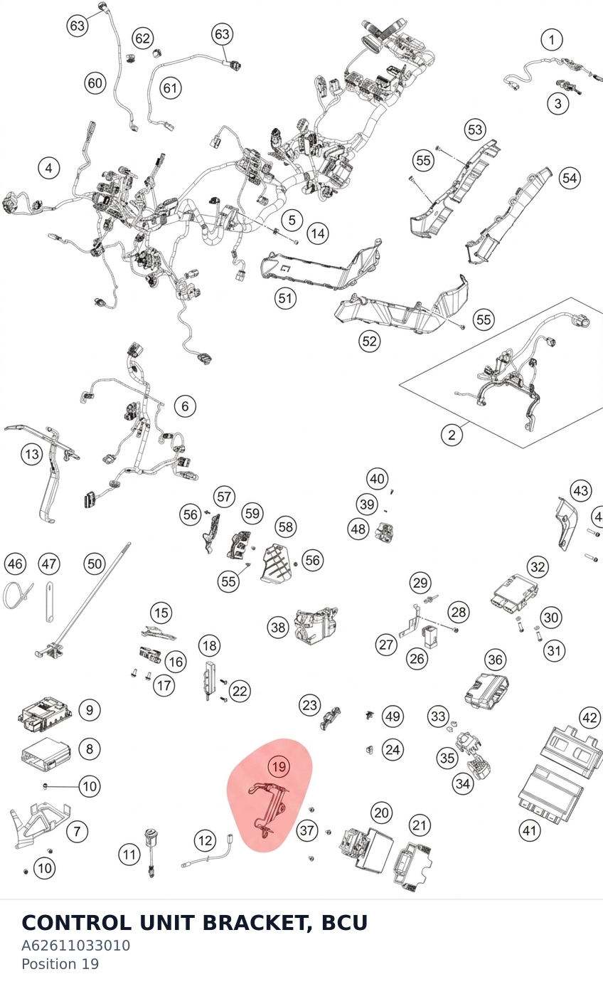 Diagram preview: CONTROL UNIT BRACKET, BCU (A62611033010)