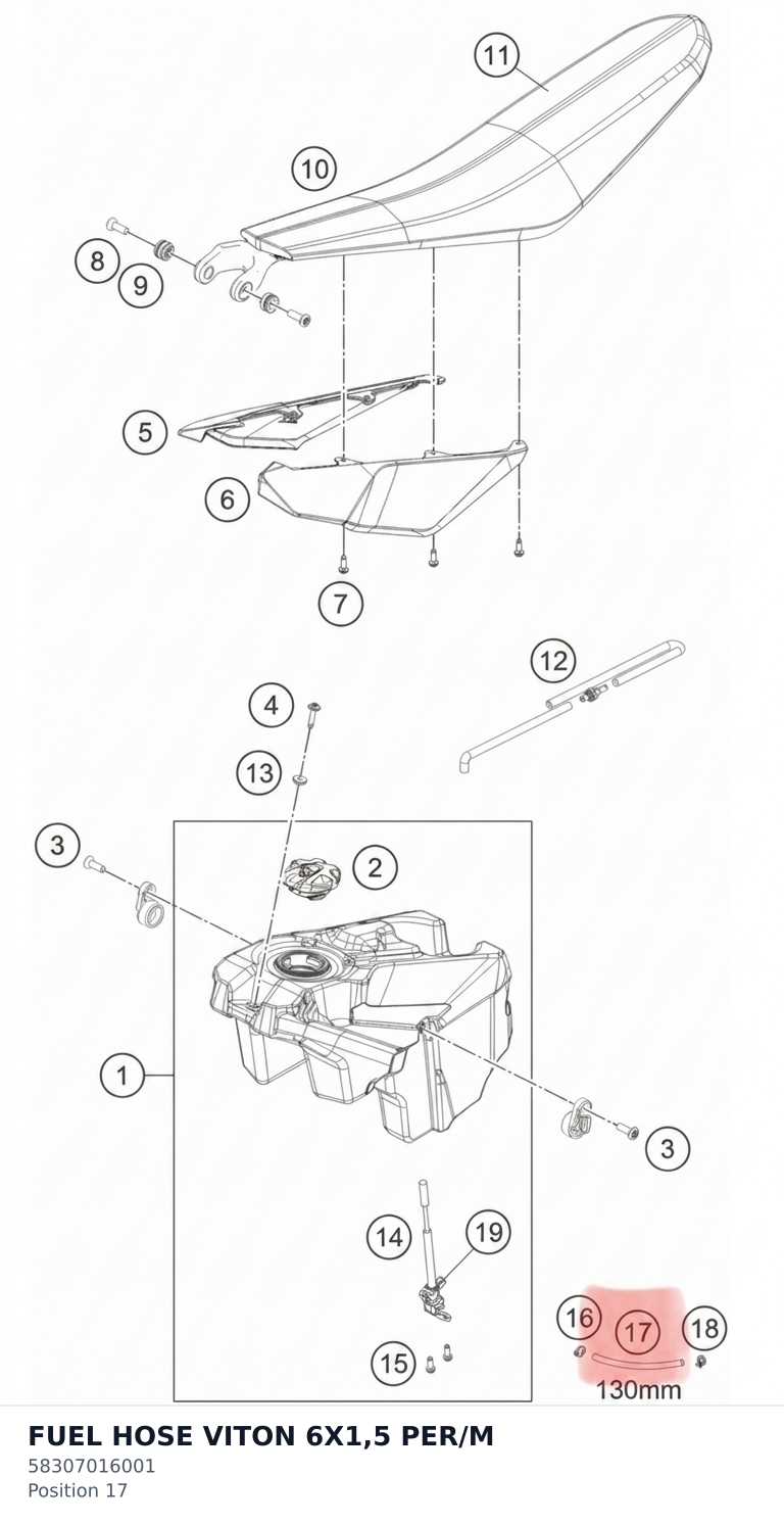 Diagram preview: FUEL HOSE VITON 6X1,5 PER/M (58307016001)