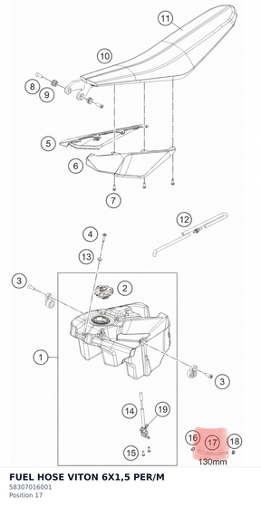 Diagram preview: FUEL HOSE VITON 6X1,5 PER/M (58307016001)