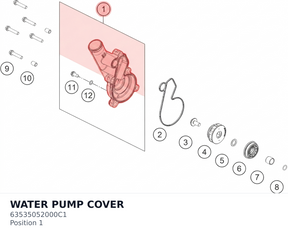 Diagram preview: WATER PUMP COVER (63535052000C1)