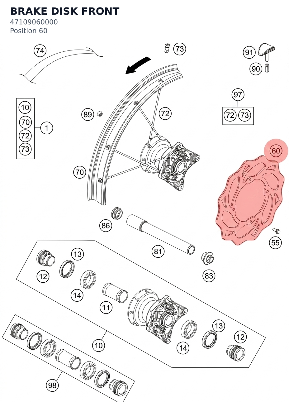 Diagram preview: BRAKE DISK FRONT (47109060000)