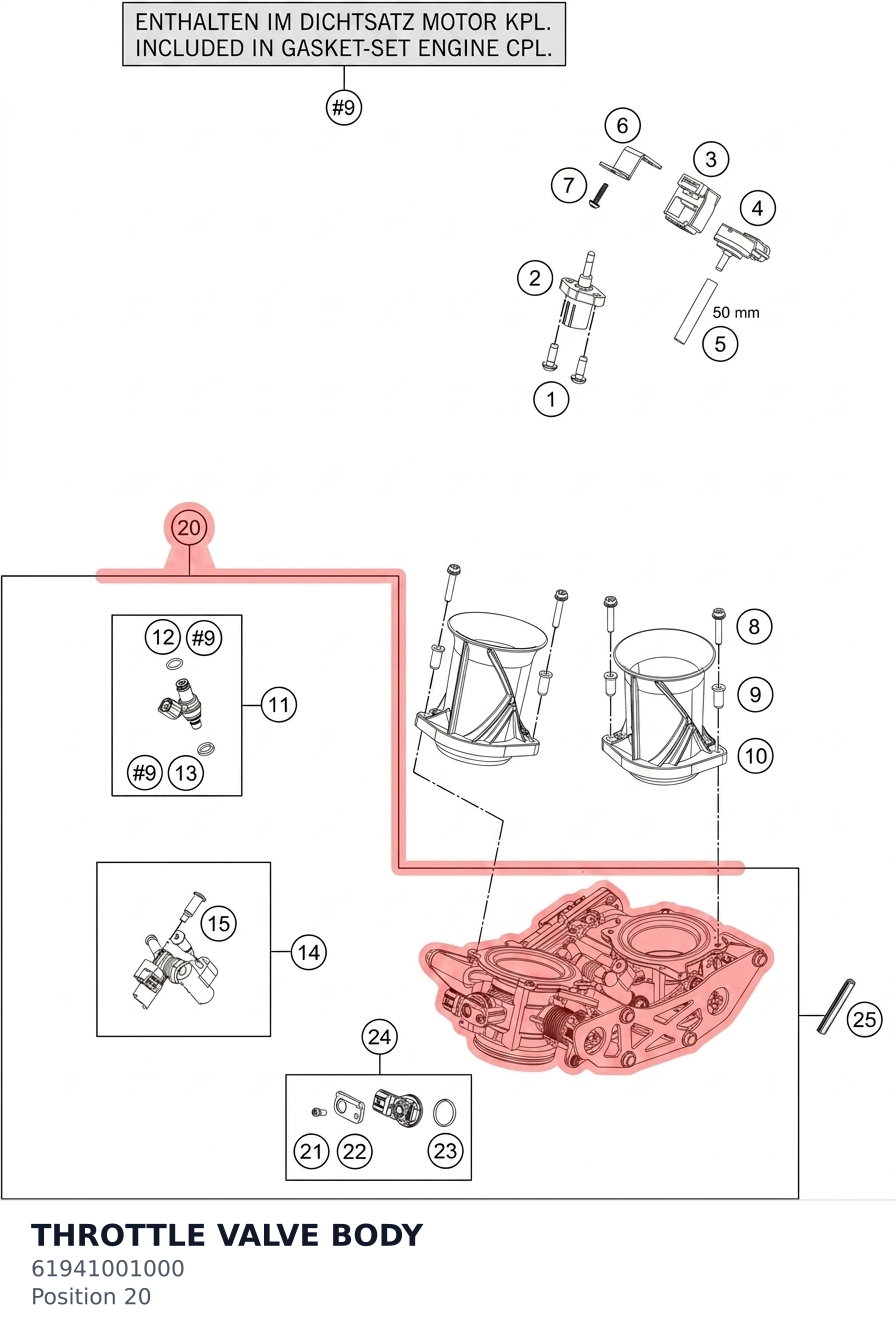 Diagram preview: THROTTLE VALVE BODY (61941001000)