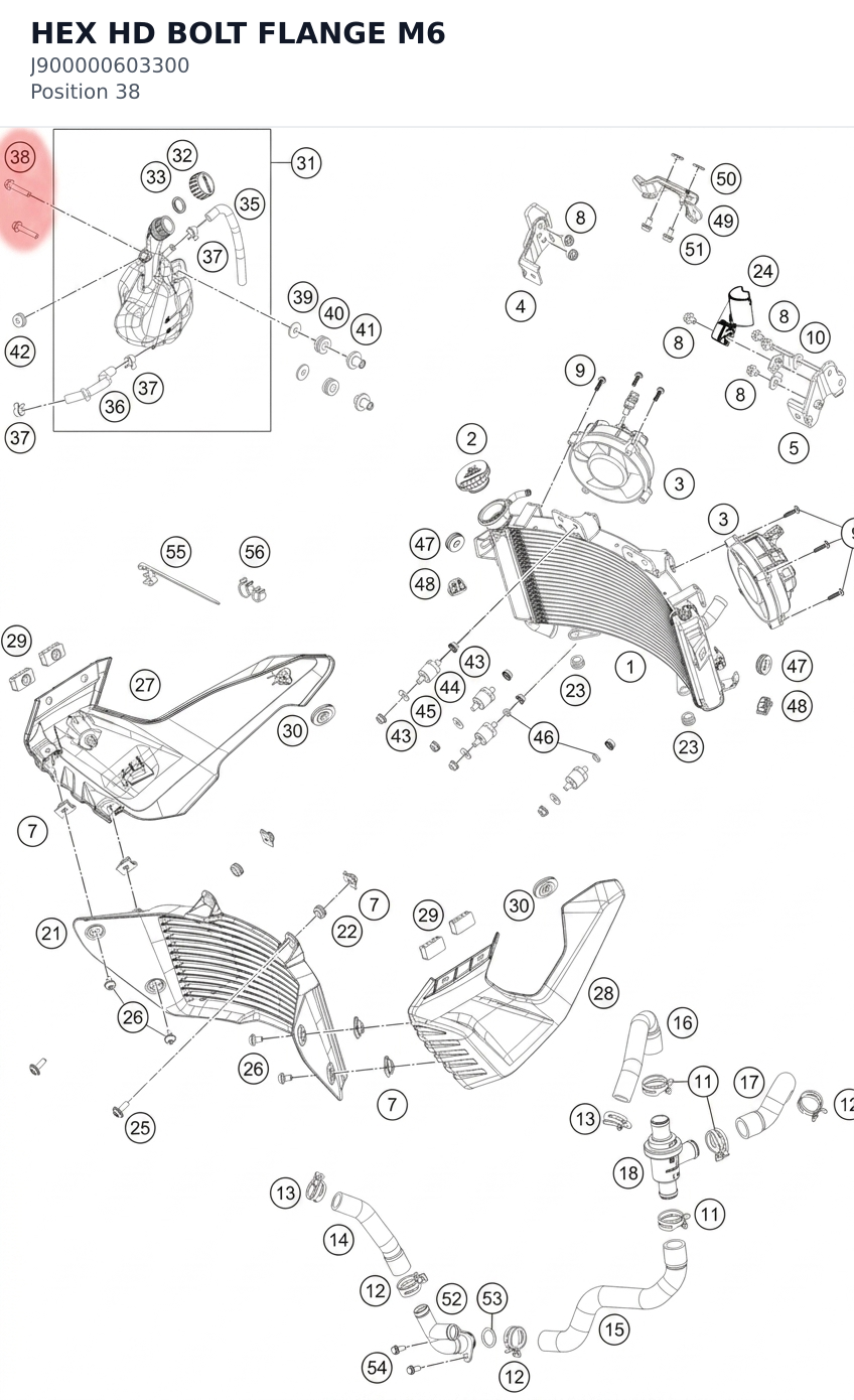 Diagram preview: HEX HD BOLT FLANGE M6 (J900000603300)