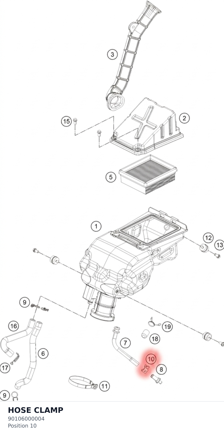 Diagram preview: HOSE CLAMP (90106000004)
