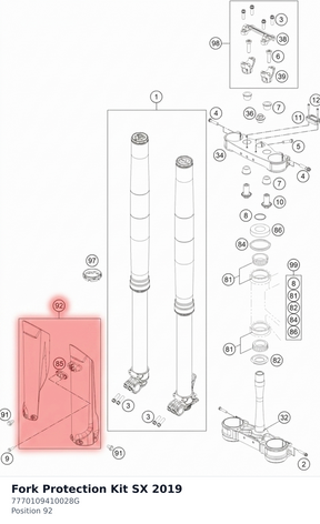 Diagram preview: Fork Protection Kit SX 2019 (7770109410028G)