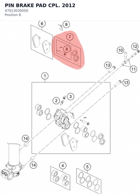Diagram preview: PIN BRAKE PAD CPL. 2012 (47013030050)