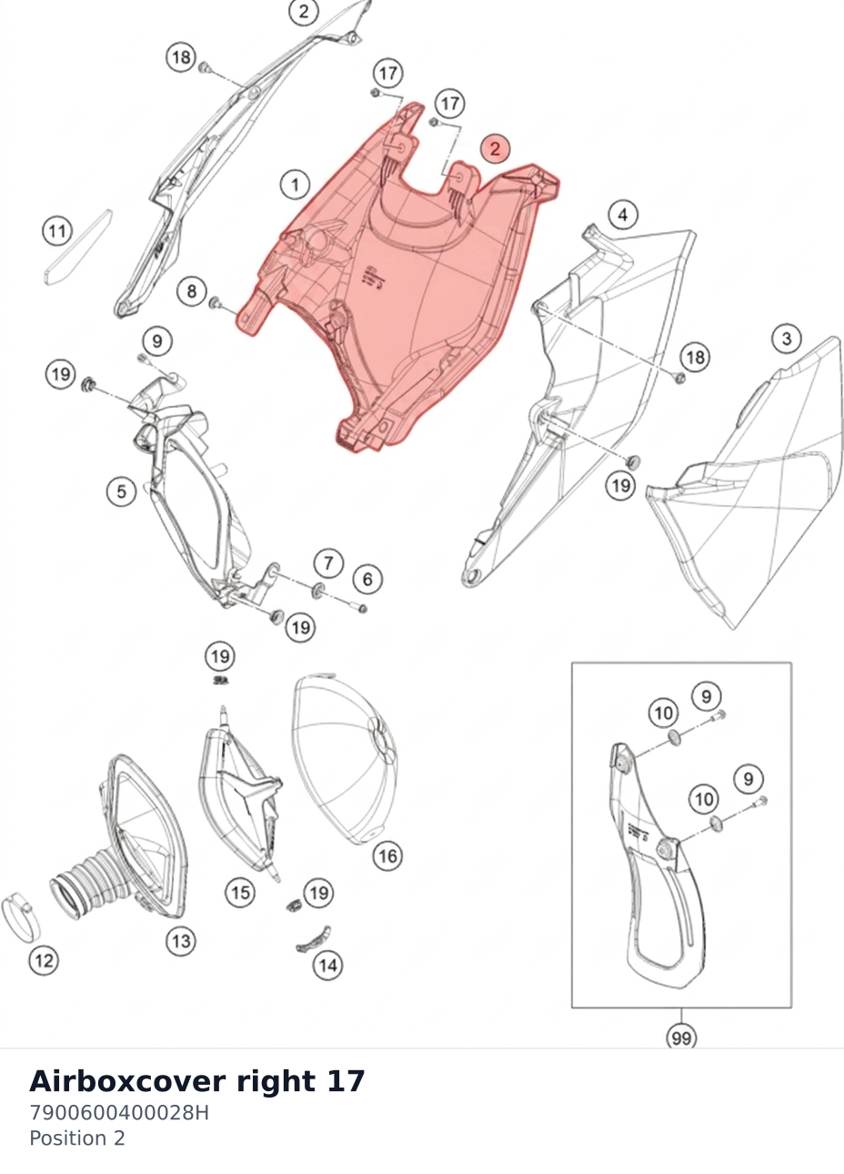 Diagram preview: Airboxcover right 17 (7900600400028H)