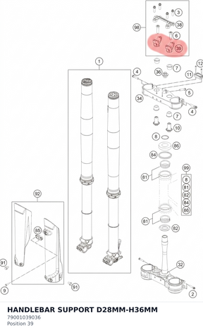 Diagram preview: HANDLEBAR SUPPORT D28MM-H36MM (79001039036)