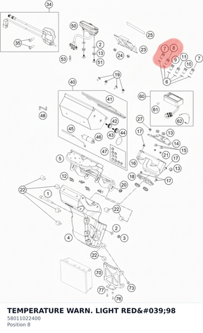 Diagram preview: TEMPERATURE WARN. LIGHT RED'98 (58011022400)