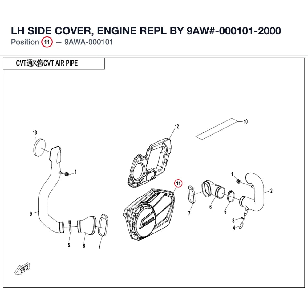LH SIDE COVER, ENGINE REPL BY 9AW#-000101-2000 product image