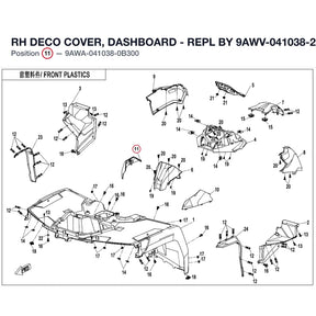 RH DECO COVER, DASHBOARD - REPL BY 9AWV-041038-2300-0B3 product image