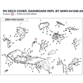 RH DECO COVER, DASHBOARD REPL BY 9AWV-041038-2300-0B5 product image