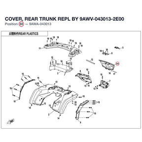 COVER, REAR TRUNK REPL BY 9AWV-043013-2E00 product image