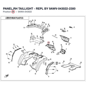 PANEL,RH TAILLIGHT - REPL BY 9AWV-043022-2300 product image