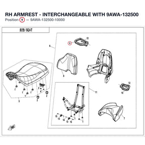 RH ARMREST - INTERCHANGEABLE WITH  9AWA-132500 product image