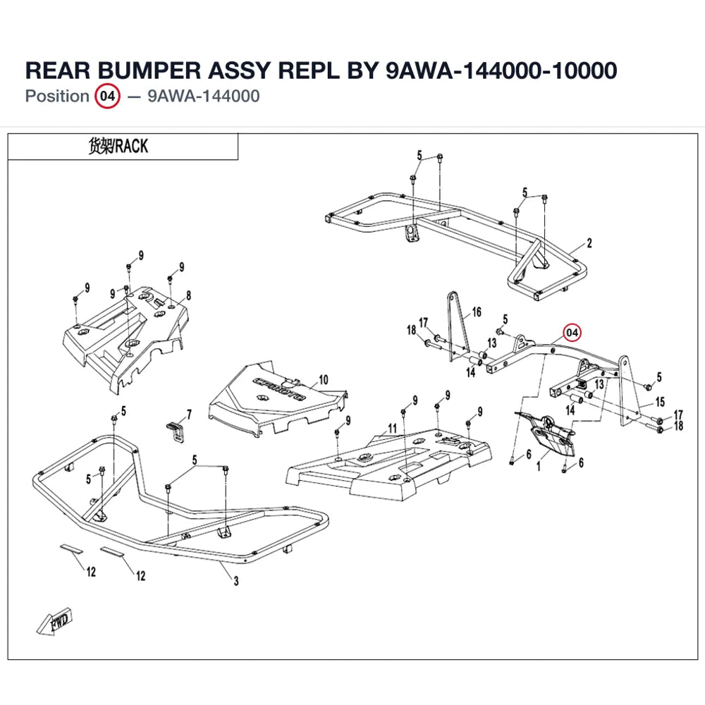REAR BUMPER ASSY REPL BY 9AWA-144000-10000 product image