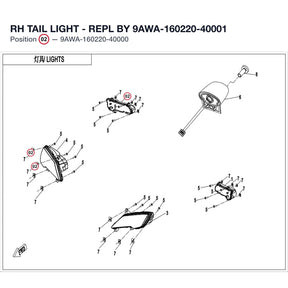 RH TAIL LIGHT - REPL BY 9AWA-160220-40001 product image