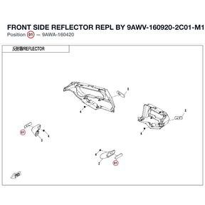 FRONT SIDE REFLECTOR REPL BY 9AWV-160920-2C01-M1 product image