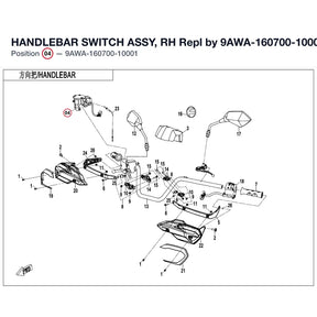 HANDLEBAR SWITCH ASSY, RH Repl by 9AWA-160700-10002 product image